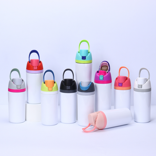 16oz/19oz/24oz/32oz Flip Straw Lid White Sublimation Stainless Steel Sports Owala Style Water Bottle-CNLCA