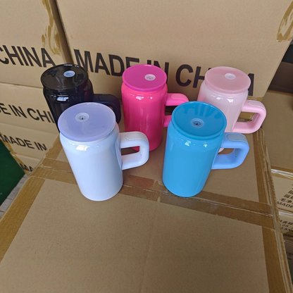16oz Blue Pink White Black Colors Stainless Steel Tumbler with Handle-CNLCA