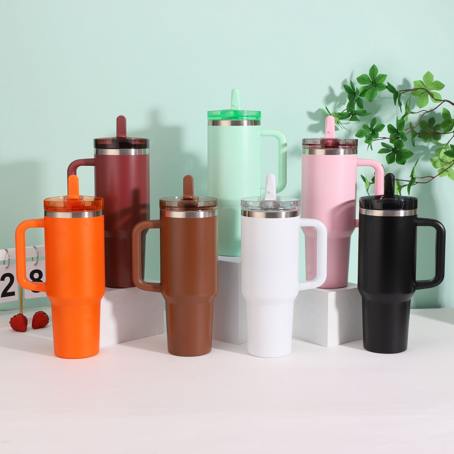 40oz New Color Autumn Winter Protour Flip Straw Lids Stainless Steel Tumbler for Laser-CNLCA