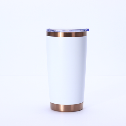 20oz Yeti Style Slide Lid Black White Powder Coated Copper Plated Underneath Stainless Steel Car Coffee Tumbler-CNLCA