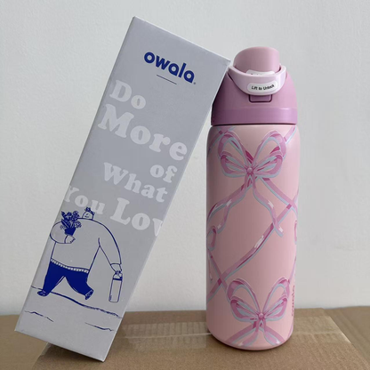 24oz 32oz Owala Style Pink Bows The Powerpuff Girls Blue patterns Stainess Steel Tumbler Water Bottle-CNLCA