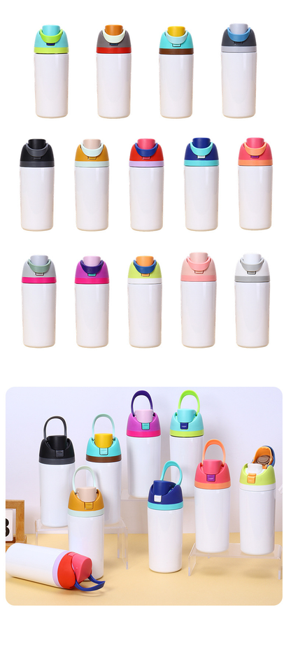 16oz/19oz/24oz/32oz Flip Straw Lid White Sublimation Stainless Steel Sports Owala Style Water Bottle-CNLCA