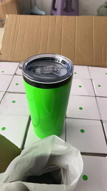 🖤🖤Orange Neon Green Color 20oz Powder Coated Black Plated Underneath Yeti Style Tumbler Mug For Laser Engrave-CNLCA