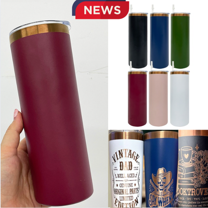 To Canada 20oz Powder Coated Copper Plated Skinny Straight Tumbler For Laser-LCA