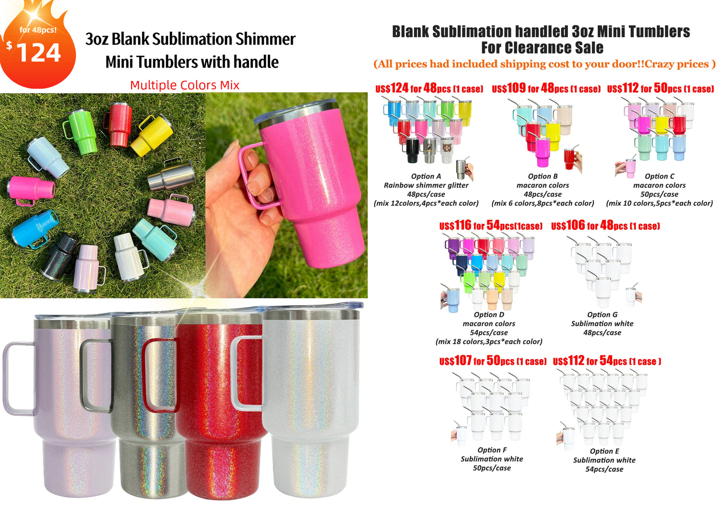 Promotion 3oz Blank Sublimation Handled Mini Tumbler-CNLCA