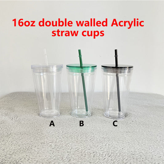 16oz Double Wall Snow Globe Tapered Plastic Cup Tumbler with Predrilled Hole-CNLCA