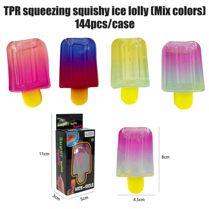 144Pack TPR Popsicle Squishy Toy Soft Squeeze Ice Pop Lolly Stress Relief Fidget Toy for Kids-CNLCA