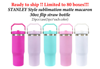 30oz Stanley Style Matte Macaron Colors Flip Straw School Tumblers 25pcs-CNLCA