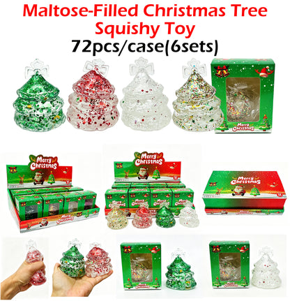 72Pack Glitter Christmas Tree Squish Xmas Tree Squishy Squeeze Fidget Toys-CNLCA