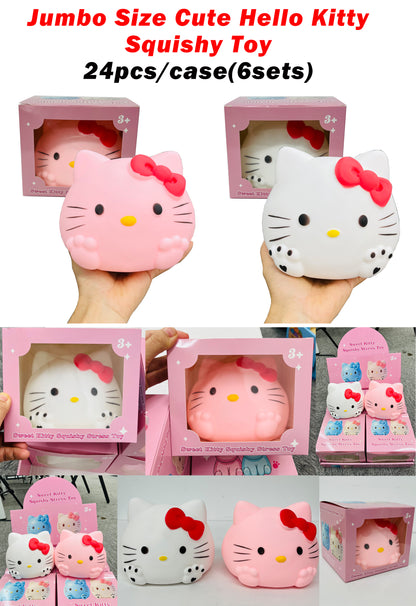 Large Kawaii Jumbo Sweet Hello Kitty Squishy Stress Toy Soft Giant Kitty Cat Squeeze Fidget Ball Anxiety Relief Gift for Girls Kids Adults-CNLCA