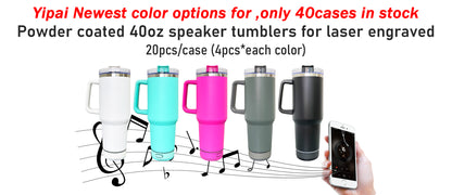 Mix Color 40oz Stainless Steel Powder Coated Music Player Bluetooth Speaker Tumbler 20pcs-USLCA