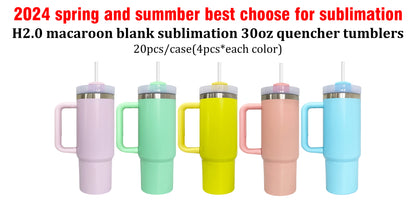 H2.0 30oz Macaron Blank Subliamtion 30oz Quencher Tumblers With Handle 20pc/case-CNLCA