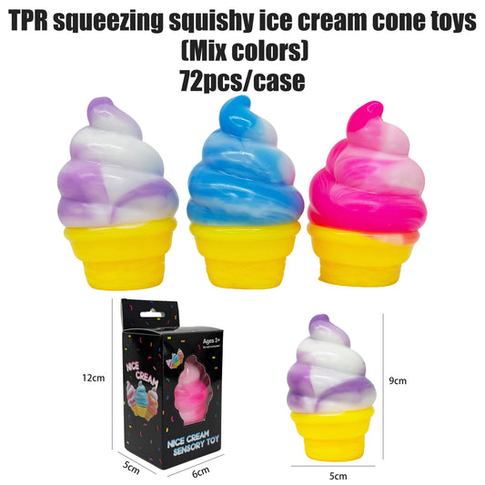 72Pack TPR Ice Cream Cone Squishy Toy Soft Squeeze Stress Relief Fidget Toy for Kids-CNLCA