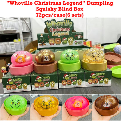 72Pack 8.5cm Whoville Christmas Cindy‑Lou Who Max Grinch Mystery Dumpling Squishy-CNLCA
