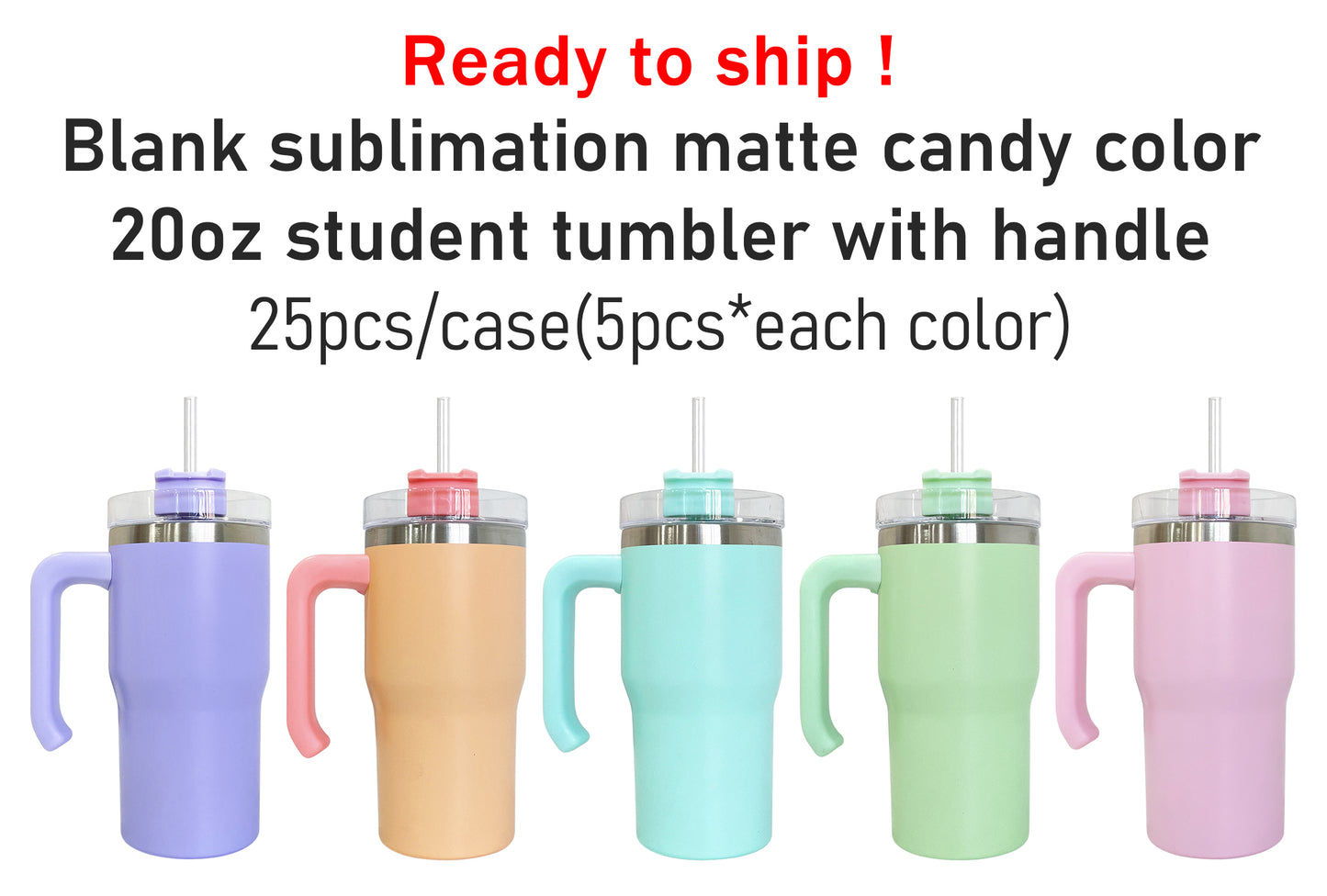 20oz Macaron Blank Sublimation Tumblers With Handle 25pc/case-CNLCA