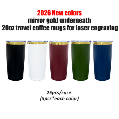 20oz Dark Color Gold Plated Powder Coated Yeti Style Car Coffee Tumbler for Laser Engraved-CNLCA