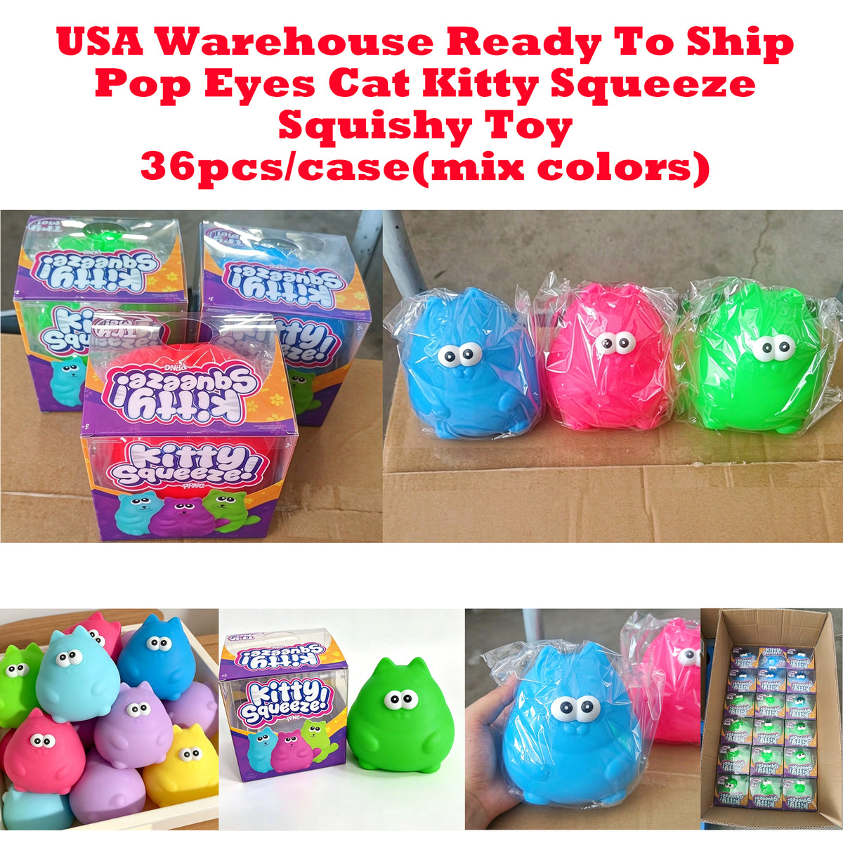 36Pack Giant Jumbo Kitty Squishy Squeeze Toy Stress Relief Fidget Toy-CNLCA