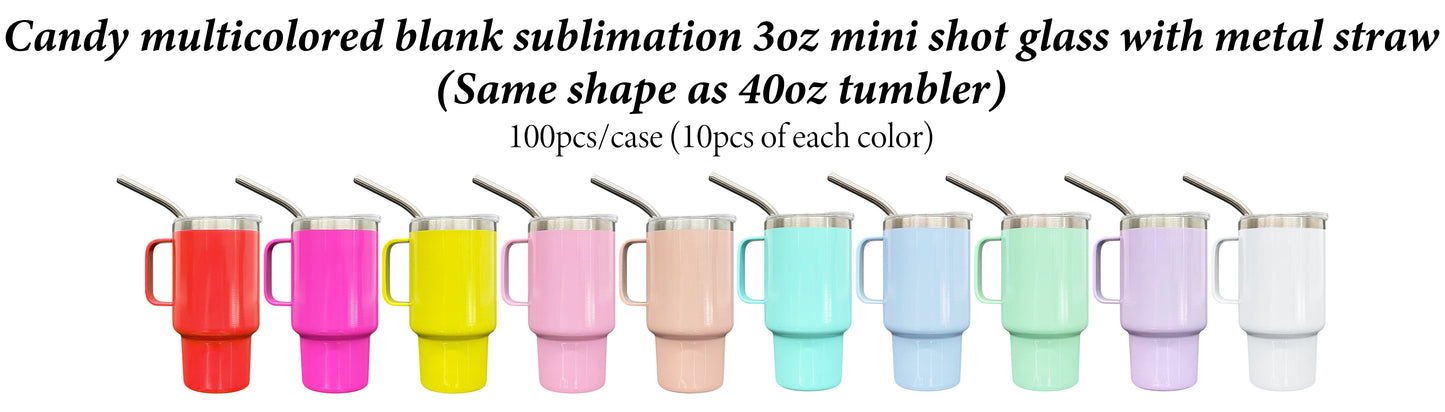 3oz Stanley Shape Blank Sublimation Colorful Mini Shot Glass Tumbler With handle And Straw-CNLCA