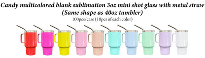 3oz Stanley Shape Blank Sublimation Colorful Mini Shot Glass Tumbler With handle And Straw-CNLCA