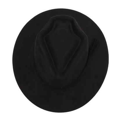 Arrow-shaped Top Broad-Brimmed Bowler Jazz Hat Vegan Leather Fedora Hats with Tassel for Laser-CNLCA