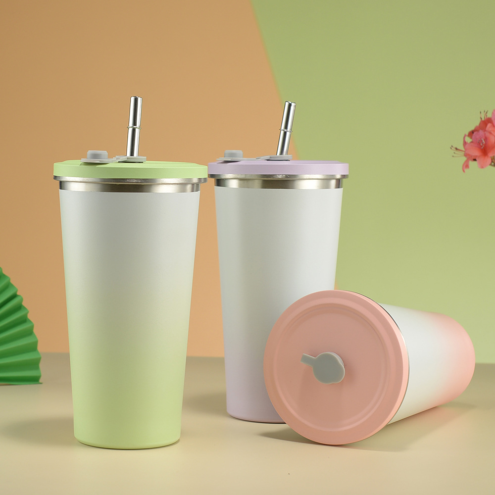 500ml-17oz 750-25oz Ombre Color Stainless Steel Straw Coffee Tumbler Cup for Laser Engrave-CNLCA