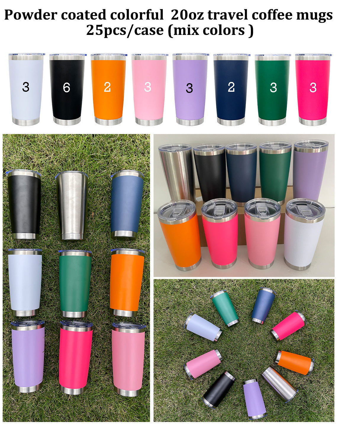 20oz Powder Coated Yeti Style Car Tumbler Coffee Mugs with Regular Base-CNLCA