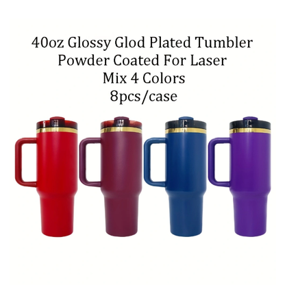 4Pack/8Pack/12Pack 40oz H2.0 Upgraded Gold Plated Underneath Powder Coated Tumblers Travel Mugs with Handle-CNLCA