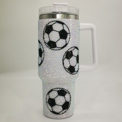 40oz Football/ Bow/Ombre Gradient Color Rhinestone Bling Quencher Tumbler-CNLCA