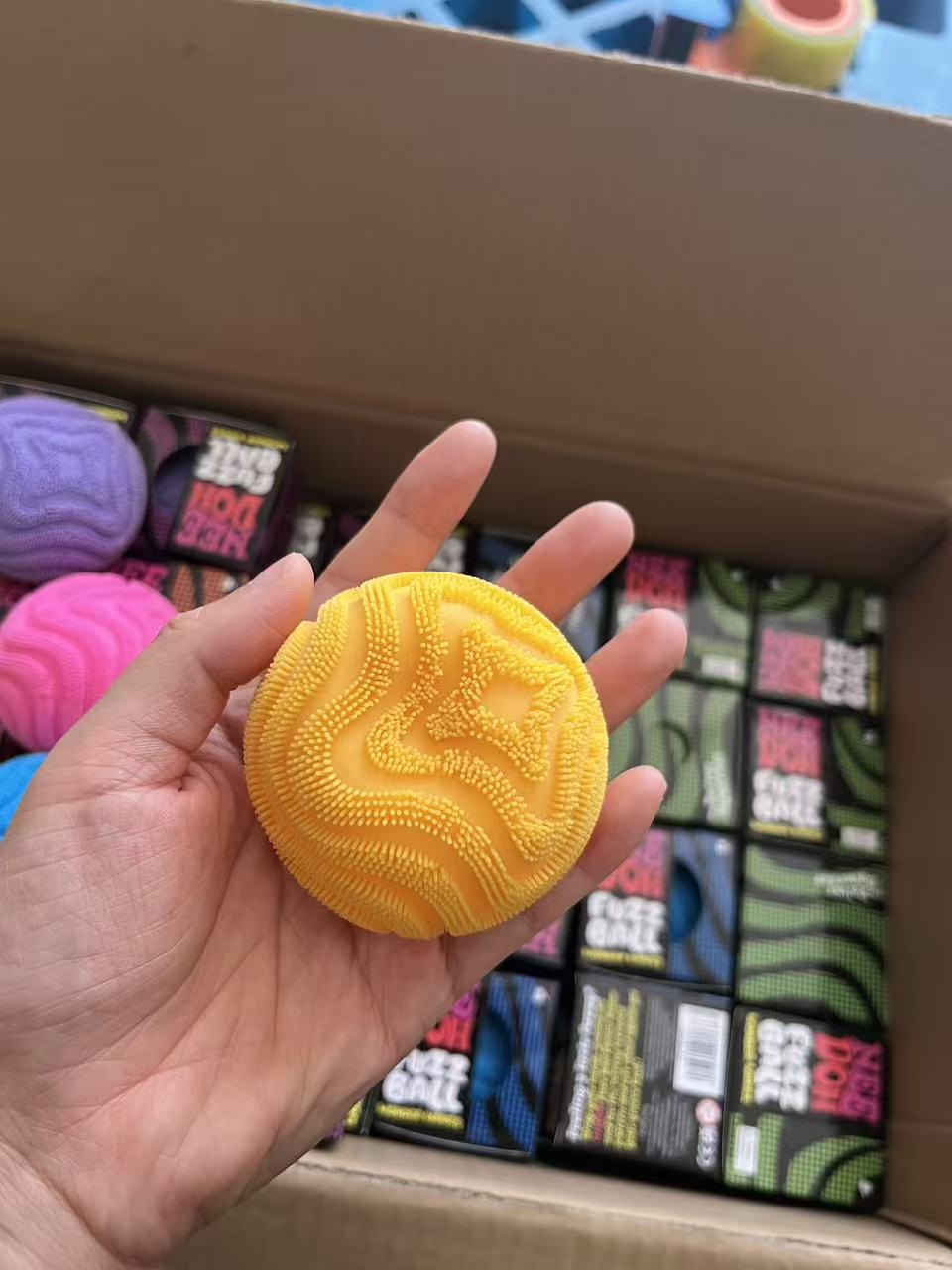 Nee Doh Style Textured Wave Fuzzy Ball Stress Relief Toy Soft Squeeze Anxiety Relief Sensory Fidget Toy for Kids Adults Classroom Rewards-CNLCA