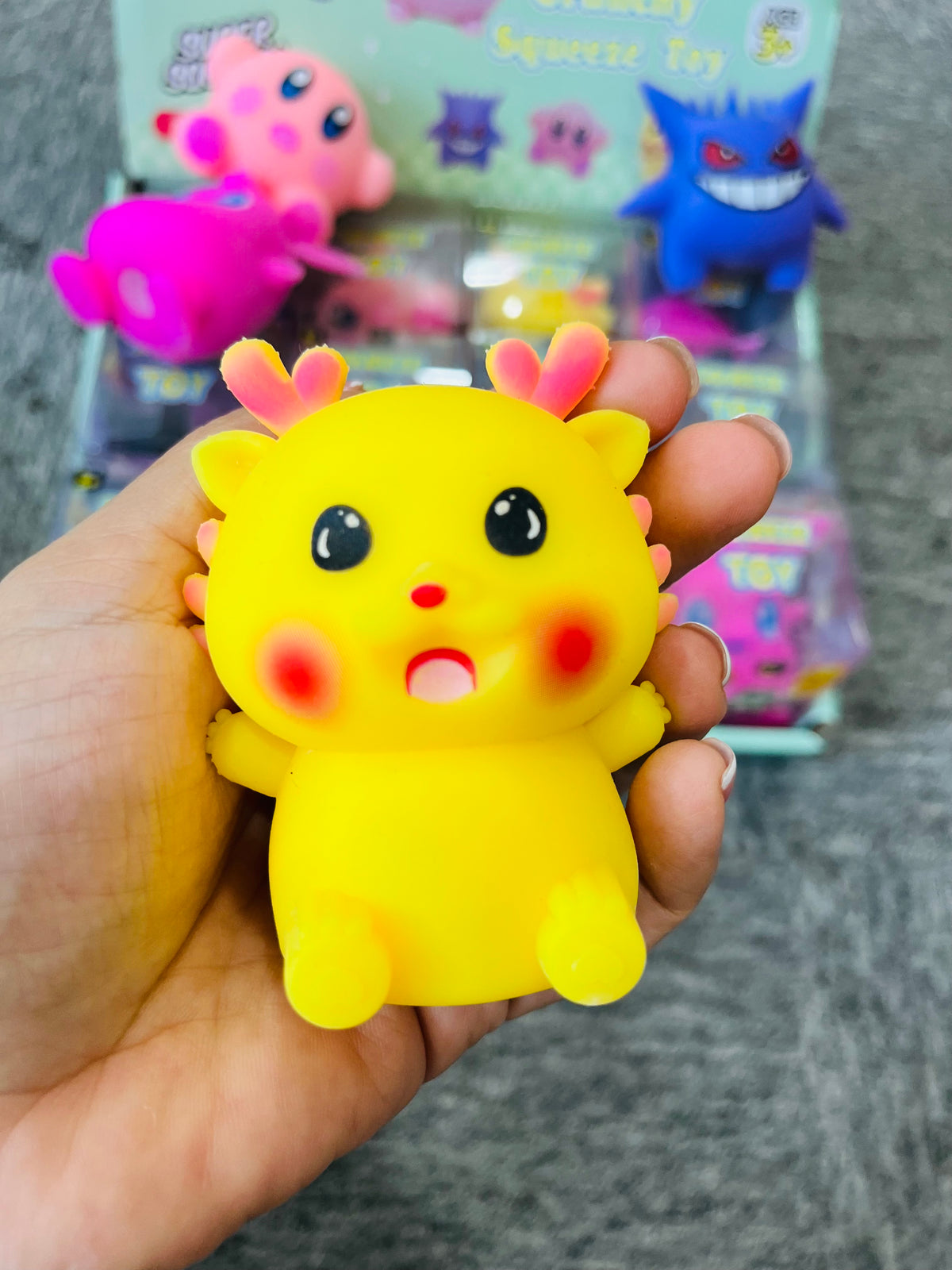 72Pack Pokémon & Kirby Crunchy Squishy Cute Cartoon Block Building Filled Crinkle ASMR Sound Squishy Squeeze Fidget Toy-CNLCA