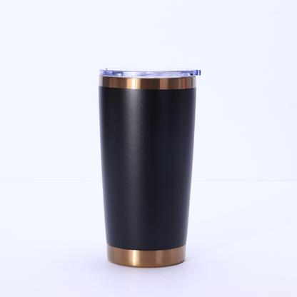 20oz Yeti Style Slide Lid Black White Powder Coated Copper Plated Underneath Stainless Steel Car Coffee Tumbler-CNLCA