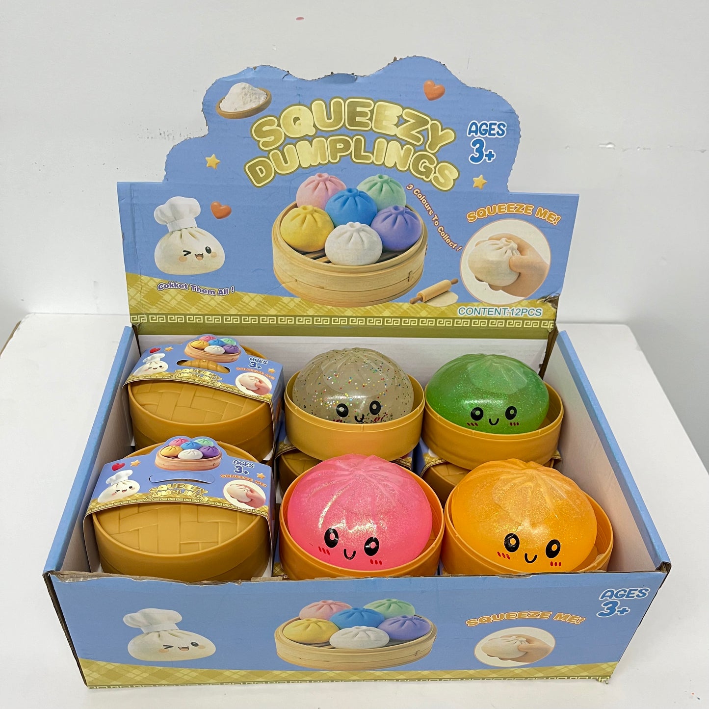 8.5cm Glitter Squeeze Dumpling Bun Sensory Stress Ball Squishy Fidget Toy for Anxiety Relief-CNLCA
