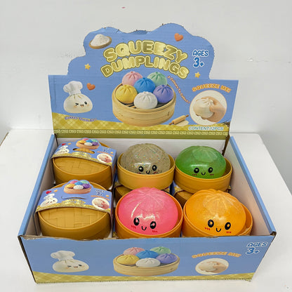 8.5cm Glitter Squeeze Dumpling Bun Sensory Stress Ball Squishy Fidget Toy for Anxiety Relief-CNLCA