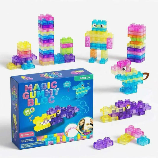 Jelly Blox Style Soft Jelly Building Blocks Magic Gummy Bloc Toy for Toddlers Kids-CNLCA