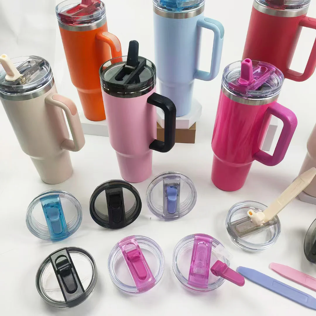 Presale 40oz ProTour Flip Straw Powder Coated Qencher Tumblers With Double Lids-CNLCA