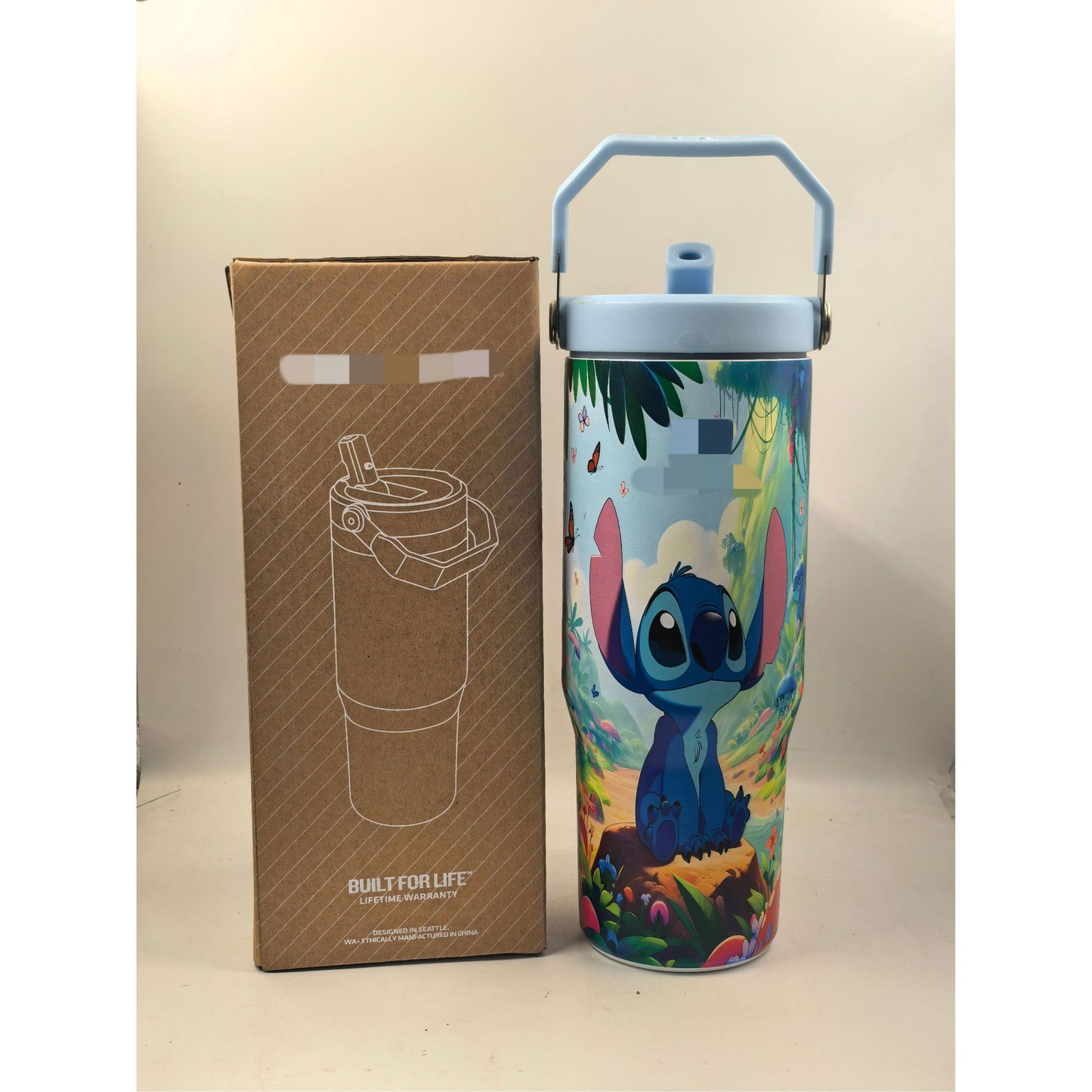 30oz Glow in the Dark Halloween/Stitch Design Stainess Steel Stanley Style Flip Straw Tumbler-CNLCA