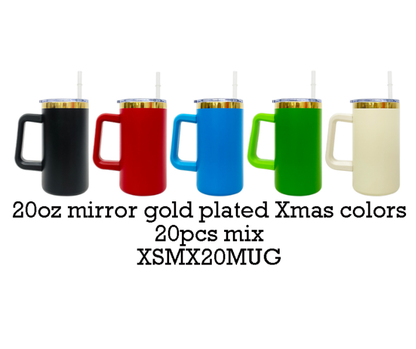 20oz Christmas Chubby Gold Plated Underneath Coffee Tumbler Mug with Removable Handle for Laser-CNLCA