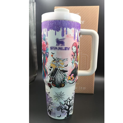 40oz Glow in the Dark Halloween Design Stainess Steel Stanley Style Quencher Tumbler-CNLCA