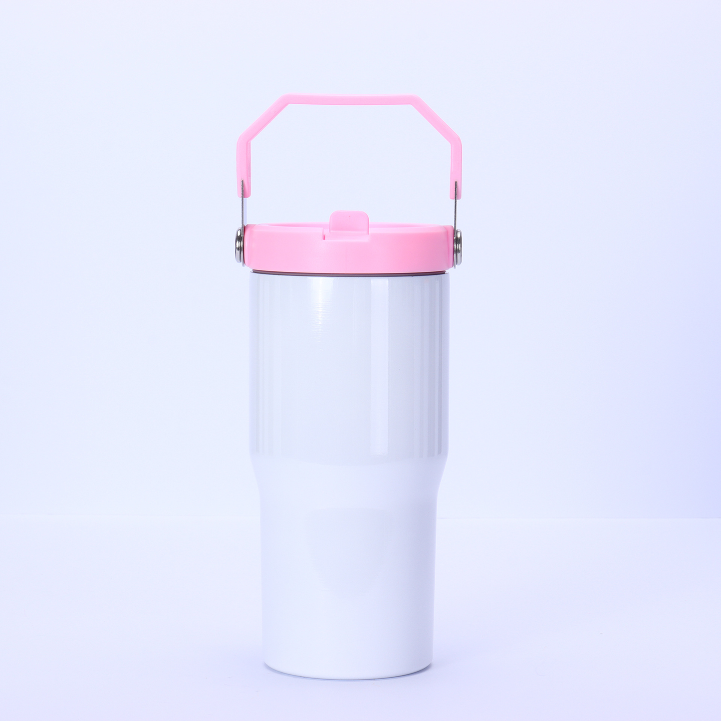 20oz White Blank Sublimation Flip Straw Lid Tumbler Water Bottle with Color Handle-CNLCA