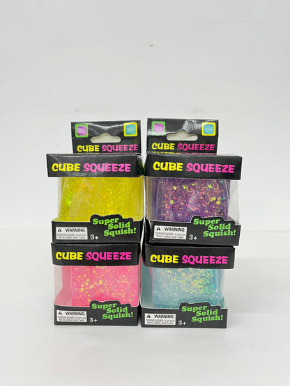 5cm Sparkly Glitter Ice Cube Squishy Toy Slow Rising Solid Squish Cube Squeeze Fidget Toys Stress Relief Sensory Hand Toy Gifts for Anxiety ADHD-CNLCA