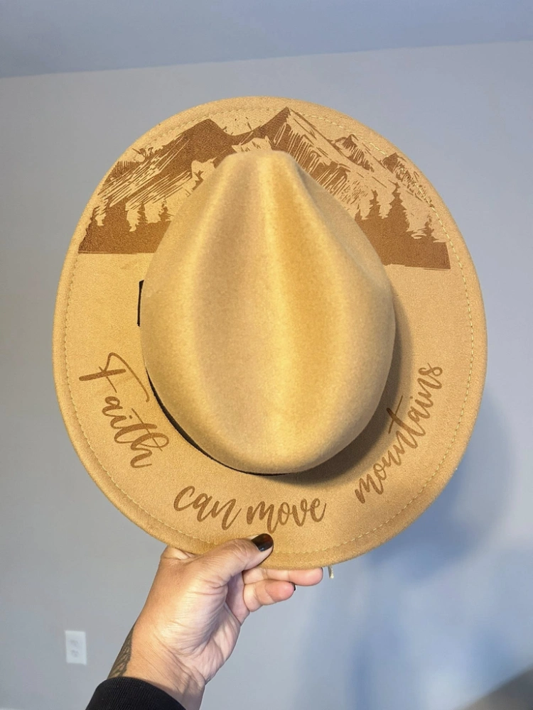 Men Women Western New Style 9.5cm Large Brim Suede Hat for Laser-CNLCA