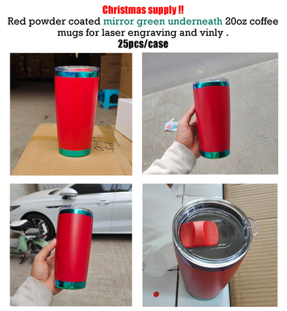20oz Magnetic Lid Mirror Green Plated Underneath Powder Coated Stainless Steel Coffee Tumbler-CNLCA