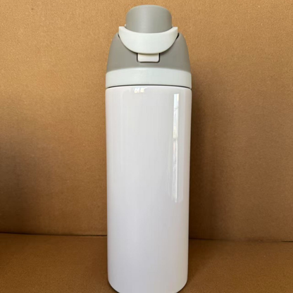 24oz White Sublimation Stainless Steel Sports Flip Straw Lid Owala Style Water Bottle-CNLCA