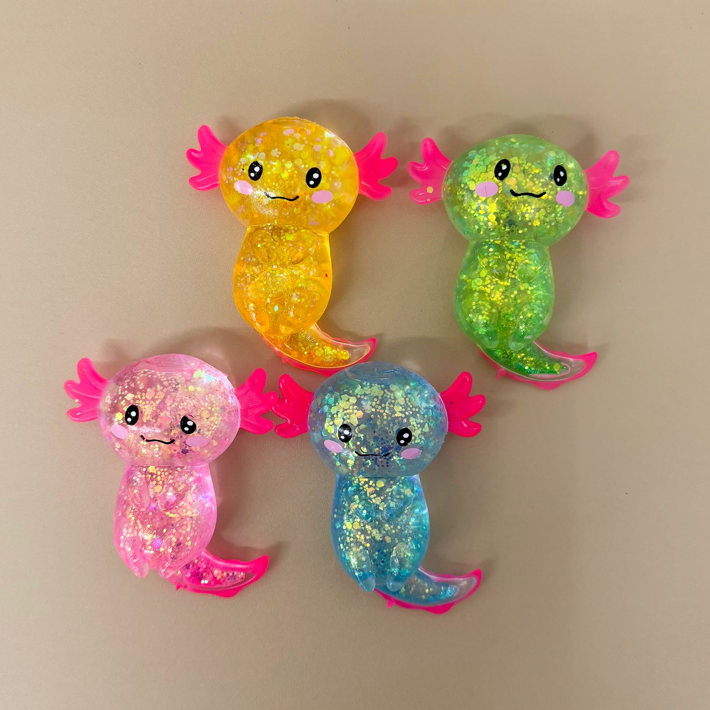 Cute Glitter Axolotl Squishy Slow Rising Maltose Stress Relief Squeeze Toys Malt Sugar Axolotl Fidget Toy for Kids Adults-CNLCA
