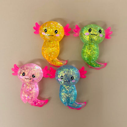 Cute Glitter Axolotl Squishy Slow Rising Maltose Stress Relief Squeeze Toys Malt Sugar Axolotl Fidget Toy for Kids Adults-CNLCA