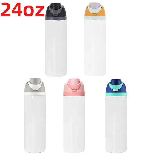 25Pack 24oz Owala Style Blank Sublimation Stainless Steel Tumbler Water Bottle with Color Lid-CNLCA