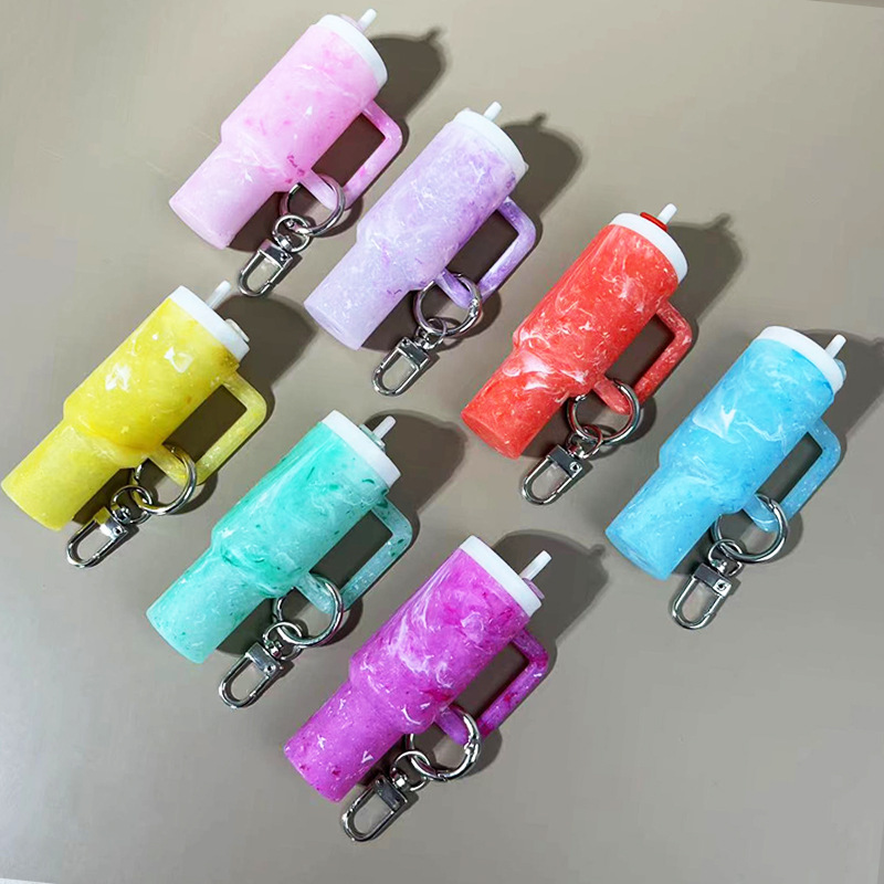 40oz Stanley Style Tumbler Shaped Tie-dyeing Keychain Tumbler Accessories Keyring-CNLCA