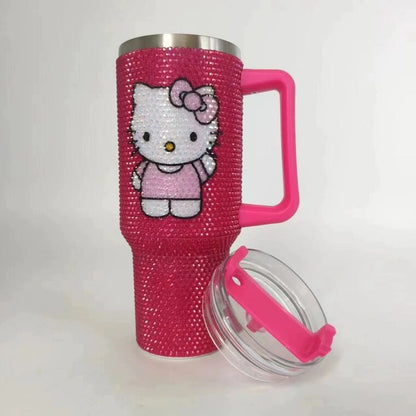 40oz Hello Kitty Cat /Kuromi /Melody/Cinnamoroll Rhinestone Bling Quencher Tumbler-CNLCA