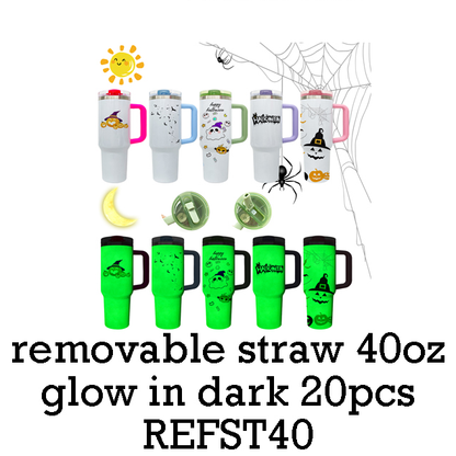 40oz White Blank Sublimation Glow In Dark Protour Leak Proof Lid Quencher Tumbler with Color Handle -CNLCA