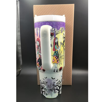 40oz Glow in the Dark Halloween Design Stainess Steel Stanley Style Quencher Tumbler-CNLCA